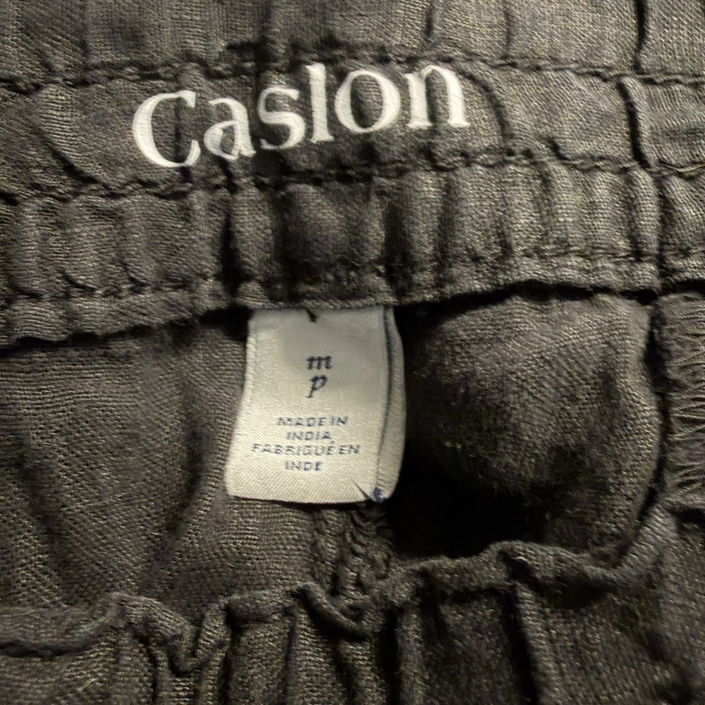 Caslon Womens Medium Petite MP Black Linen Pants Pull-On Drawstring Wide Leg NWT - Picture 4 of 5